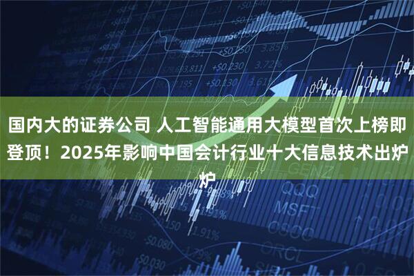 国内大的证券公司 人工智能通用大模型首次上榜即登顶！2025年影响中国会计行业十大信息技术出炉